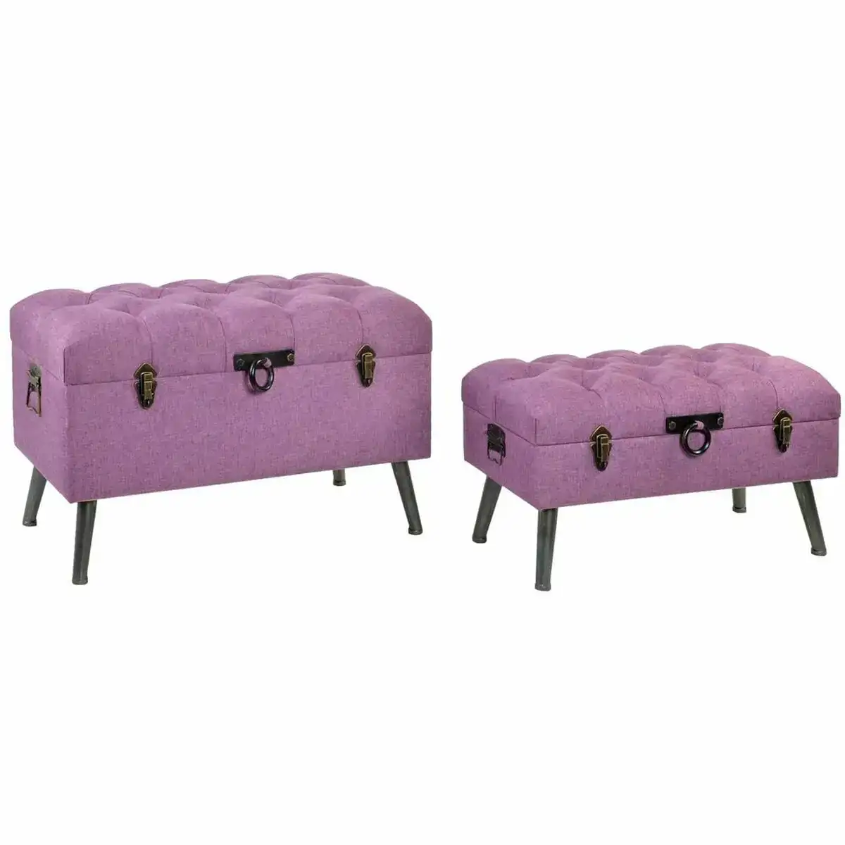 Banquette dkd home decor metal polyester fuchsia bois mdf 81 x 42 x 52 cm _4969. DIAYTAR SENEGAL - L'Art de Vivre l'Élégance Accessible. Parcourez notre gamme variée et choisissez des produits qui ajoutent une touche de sophistication à votre style.