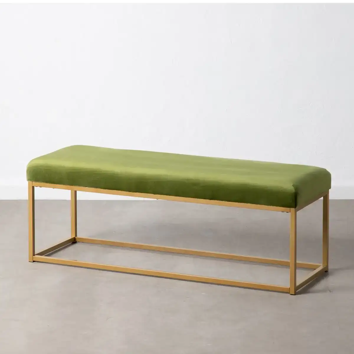 Banquette tissu synthetique metal vert 120 x 40 x 45 cm_2538. DIAYTAR SENEGAL - Où Choisir est un Voyage Cultuel. Explorez notre boutique en ligne et découvrez des produits qui célèbrent la richesse et la diversité culturelle du Sénégal.