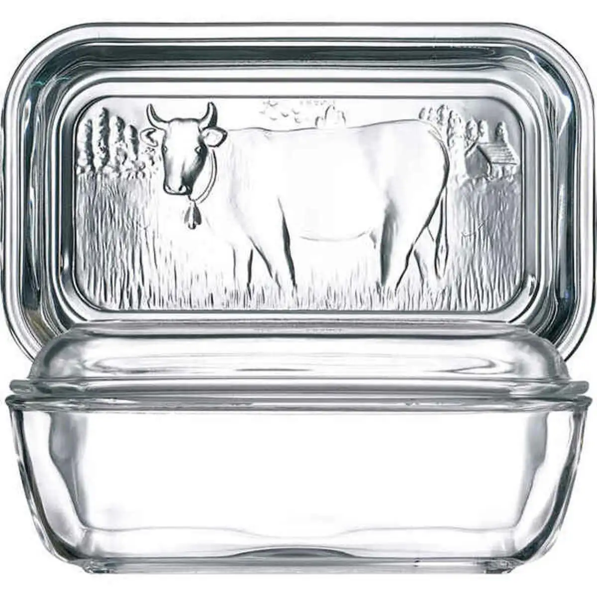 Beurrier luminarc vaca blanc verre 17 x 7 cm _3237. DIAYTAR SENEGAL - Là où Chaque Produit est une Trouvaille Unique. Découvrez notre boutique en ligne et trouvez des articles qui vous distinguent par leur originalité.