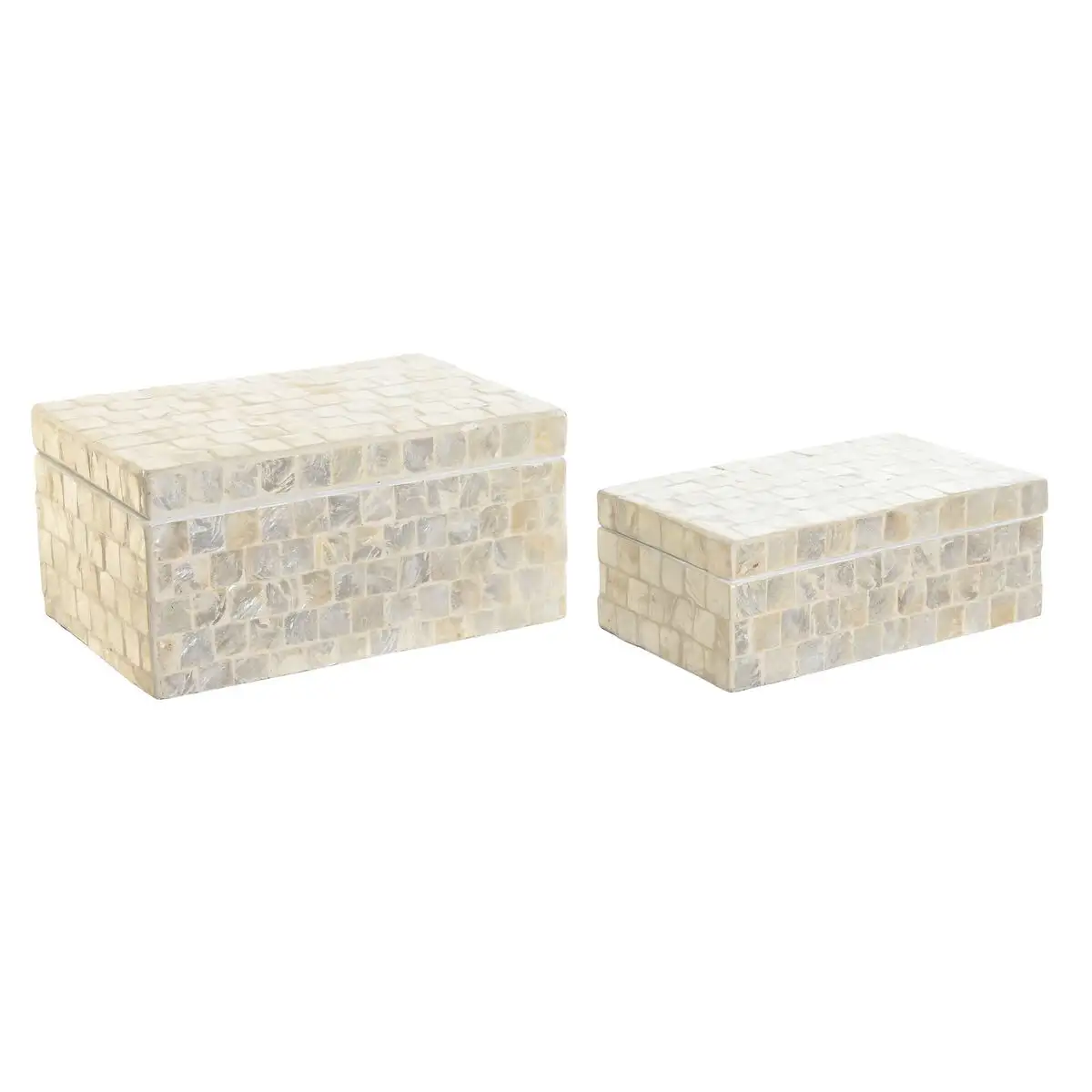 Boite a bijoux dkd home decor 25 x 15 x 12 cm blanc nacre noire 8 cm 2 unites _5451. DIAYTAR SENEGAL - L'Art de Trouver ce que Vous Aimez. Plongez dans notre assortiment varié et choisissez parmi des produits qui reflètent votre style et répondent à vos besoins.