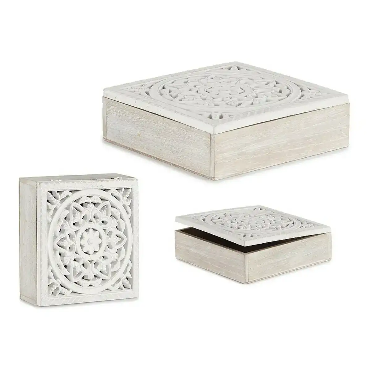 Boite decorative blanc bois 23 x 7 x 23 cm _9343. DIAYTAR SENEGAL - L'Art de Vivre en Couleurs. Découvrez notre boutique en ligne et trouvez des produits qui ajoutent une palette vibrante à votre quotidien.