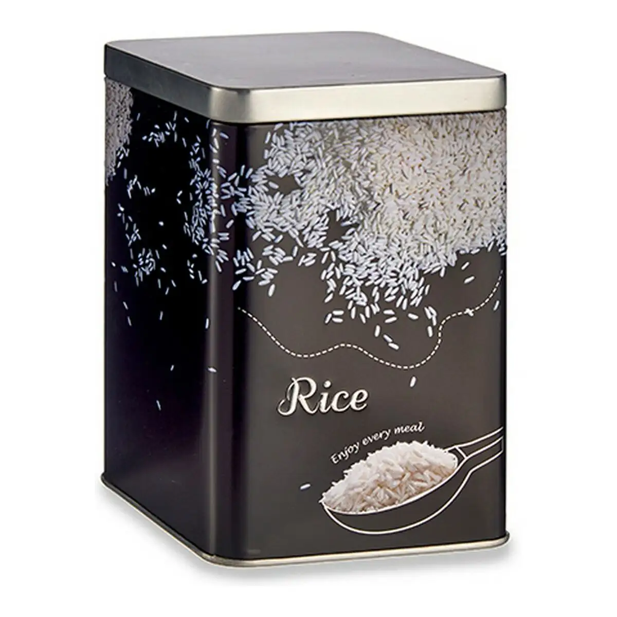 Boite en metal rice noir gris metal 1 l_6814. DIAYTAR SENEGAL - Un Monde de Possibilités à Portée de Clic. Parcourez notre site web pour découvrir des sélections infinies, de l'épicerie aux bijoux, et vivez une expérience d'achat sans pareil.