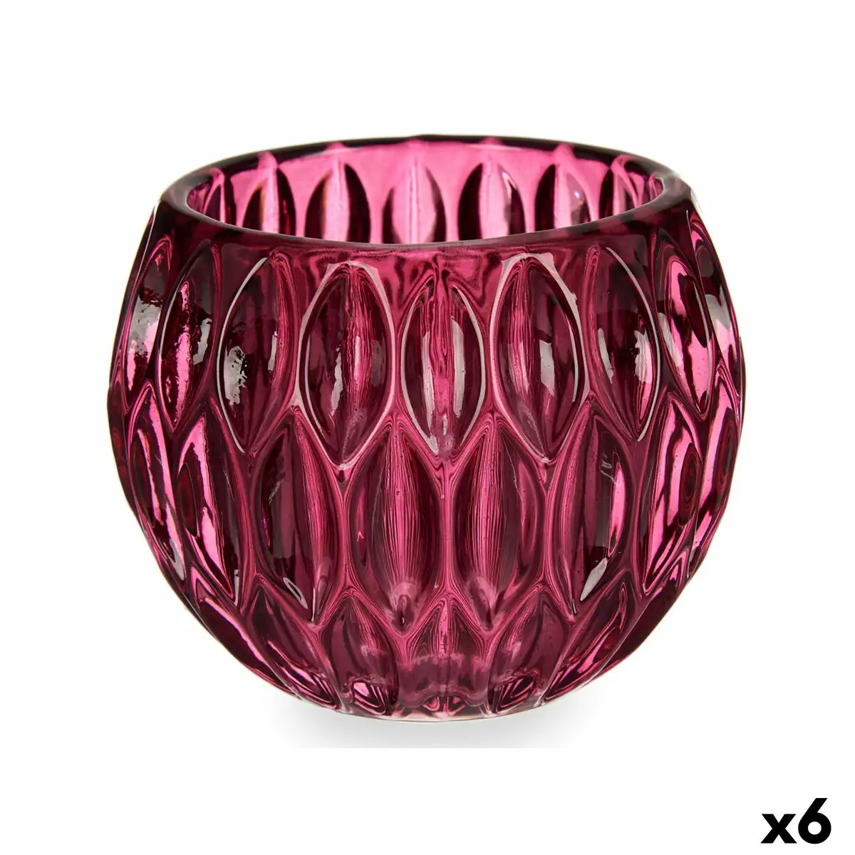Bougeoir hexagones rose verre 11 x 9 x 11 cm 6 unites _3756. DIAYTAR SENEGAL - Où l'Élégance Rencontre l'Authenticité. Naviguez à travers notre boutique en ligne et choisissez des produits qui incarnent le style et la tradition du Sénégal.