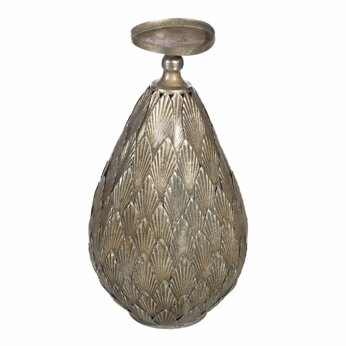 Bougeoir metal argent 18 x 18 x 35 cm_8934. Bienvenue chez DIAYTAR SENEGAL - Votre Plateforme Shopping pour Tous. Découvrez un large éventail de produits qui célèbrent la diversité et la beauté du Sénégal.