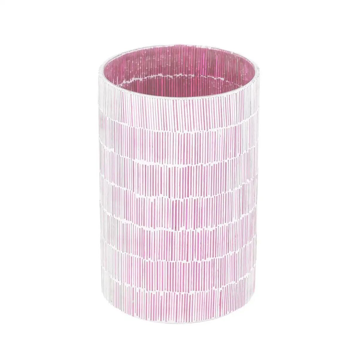 Bougeoir rose verre ciment 13 x 13 x 20 cm_6962. DIAYTAR SENEGAL - L'Art de Vivre l'Élégance Accessible. Parcourez notre gamme variée et choisissez des produits qui ajoutent une touche de sophistication à votre style.