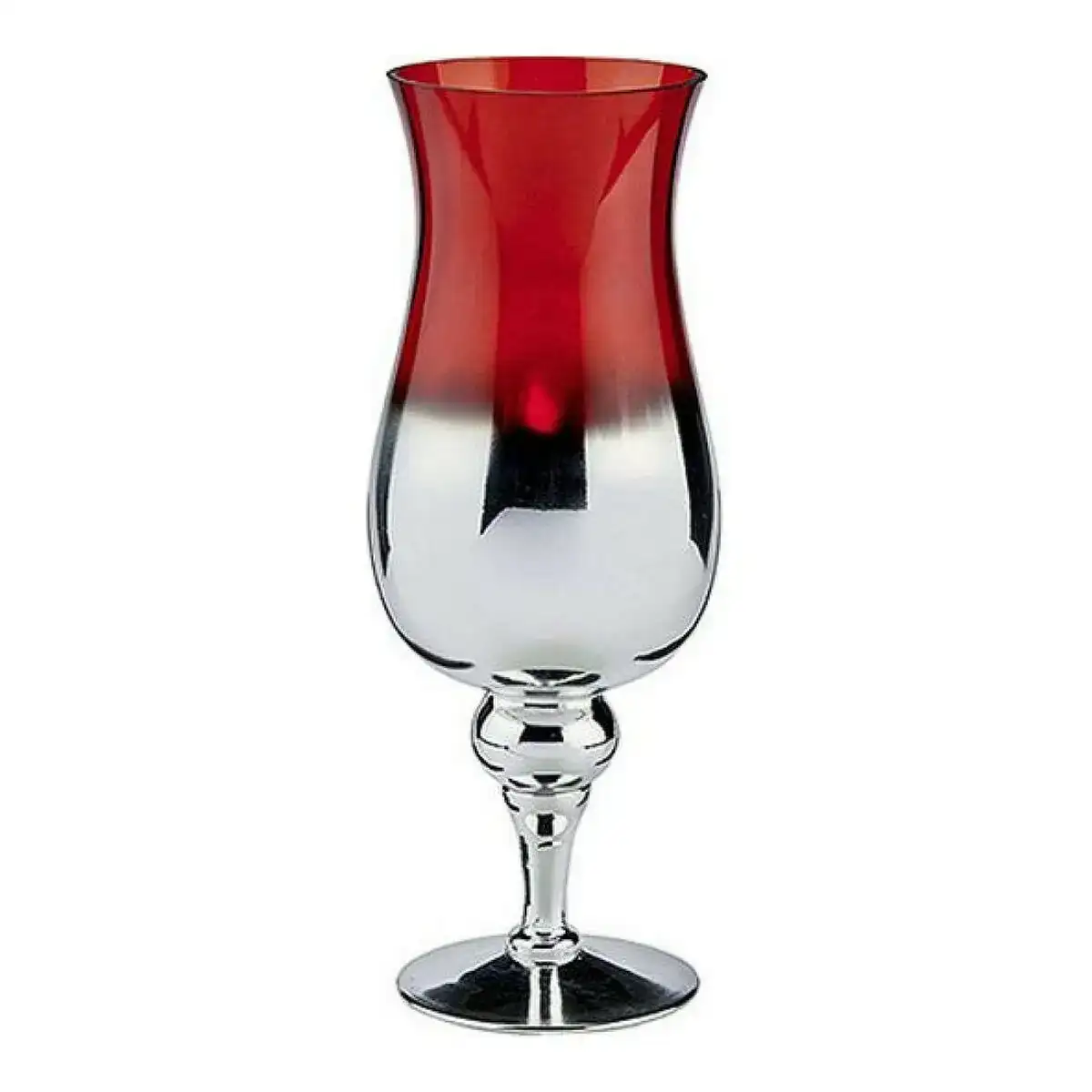Bougeoir rouge verre argent 13 x 35 x 13 cm _7538. DIAYTAR SENEGAL - Là où Choisir est un Acte d'Amour pour la Culture Sénégalaise. Explorez notre gamme et choisissez des produits qui célèbrent la richesse de notre patrimoine.