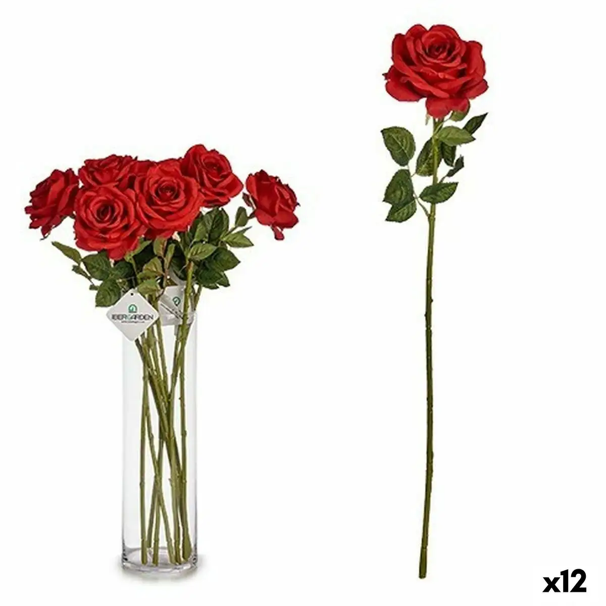 Branche rose 65 cm rouge papier vert plastique 12 unites _8123. DIAYTAR SENEGAL - Où Choisir Devient un Plaisir. Découvrez notre boutique en ligne et choisissez parmi une variété de produits qui satisferont tous vos besoins.