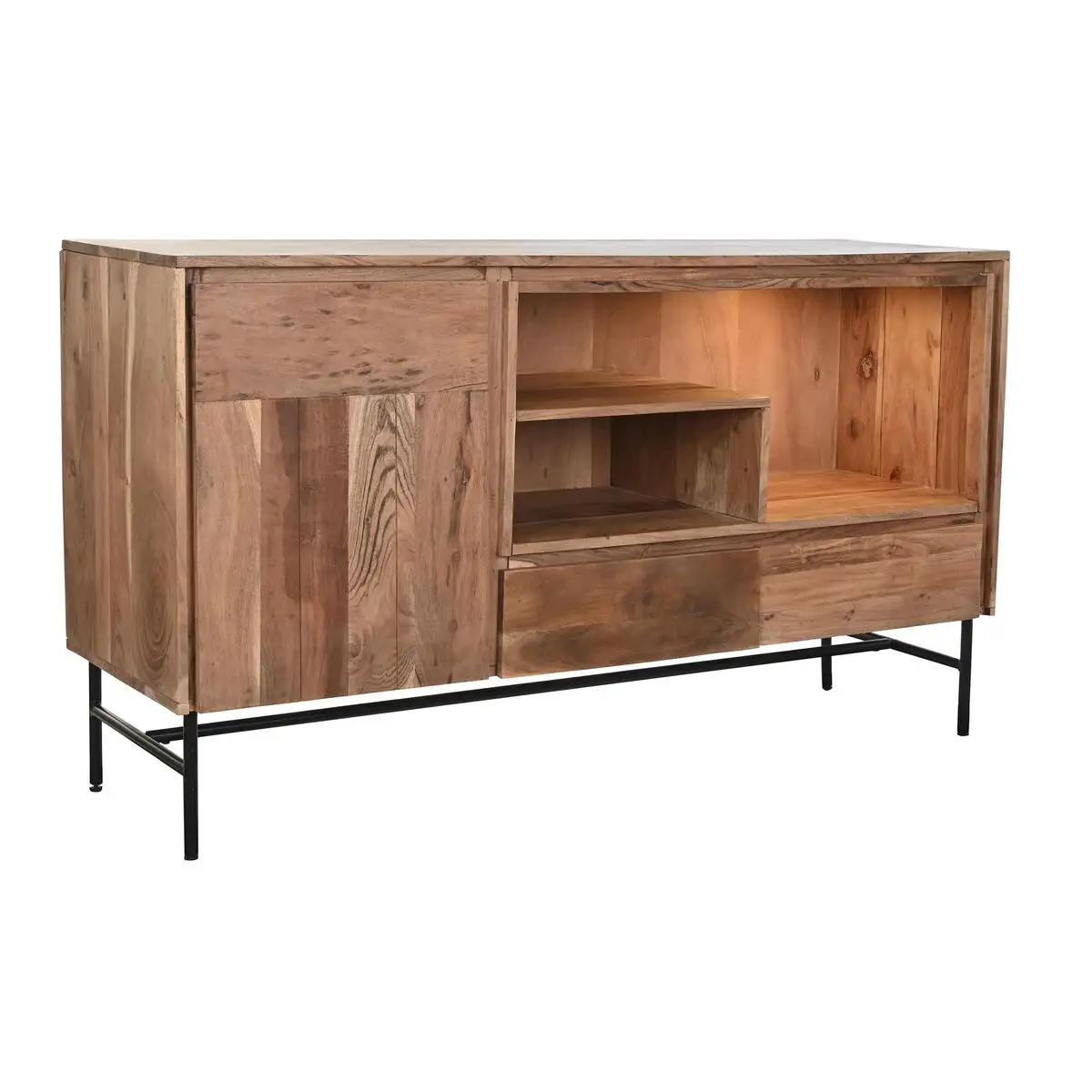 Buffet dkd home decor 142 x 40 x 81 cm noir metal marron acacia_5316. Entrez dans l'Univers de DIAYTAR SENEGAL - Où Chaque Produit a son Éclat Unique. Explorez notre gamme variée et choisissez des articles qui illuminent votre quotidien.