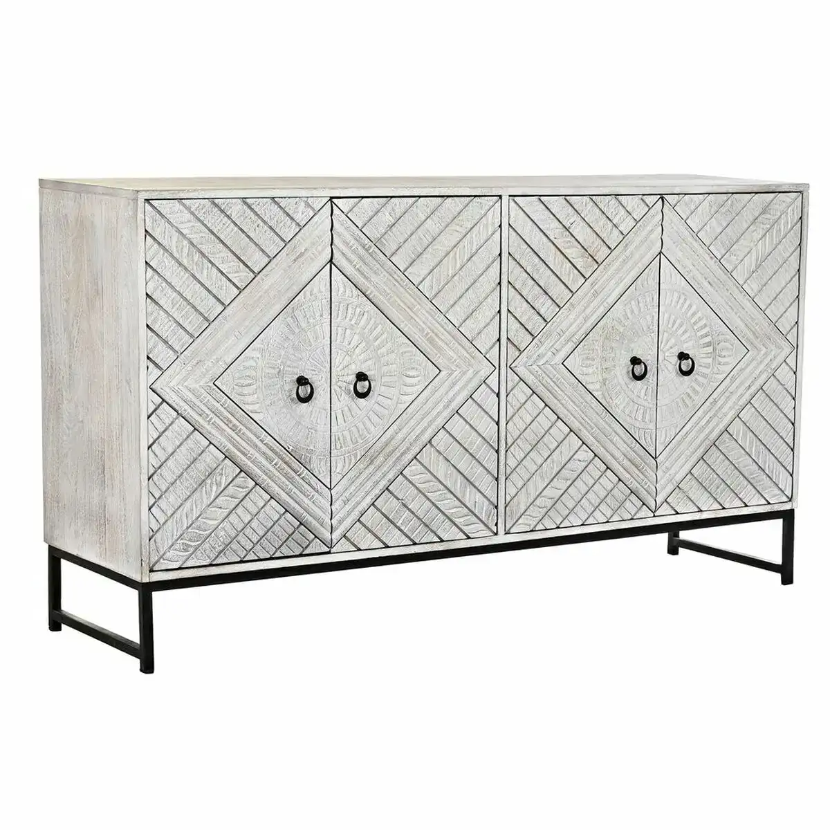 Buffet dkd home decor 155 x 40 x 85 cm metal blanc bois de manguier_2624. DIAYTAR SENEGAL - L'Art du Shopping Sublime. Naviguez à travers notre catalogue et choisissez parmi des produits qui ajoutent une touche raffinée à votre vie quotidienne.