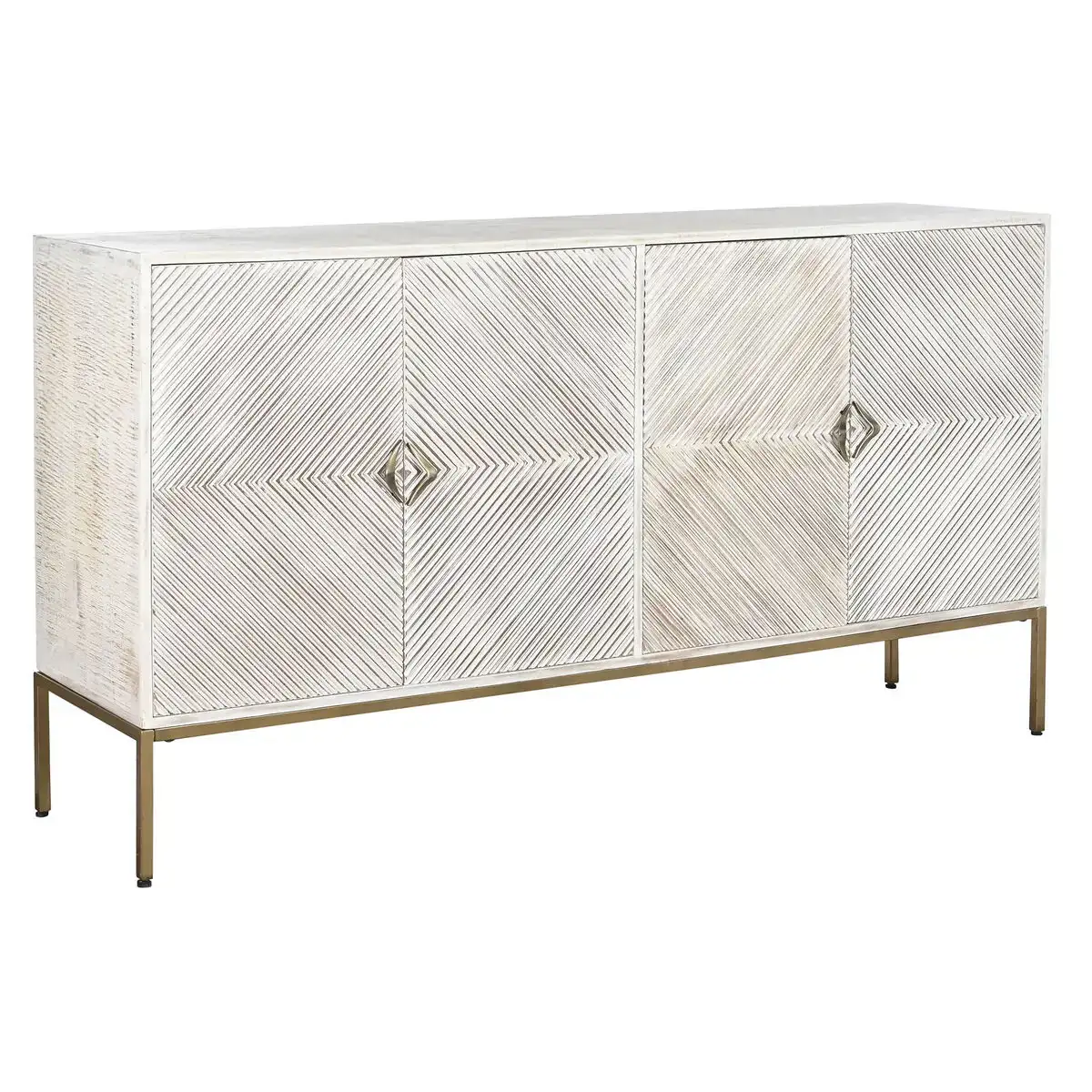 Buffet dkd home decor 170 x 40 x 90 cm dore metal blanc bois de manguier_2380. DIAYTAR SENEGAL - Votre Escapade Shopping Virtuelle. Explorez notre boutique en ligne et dénichez des trésors qui évoquent la culture et le savoir-faire sénégalais, un clic à la fois.
