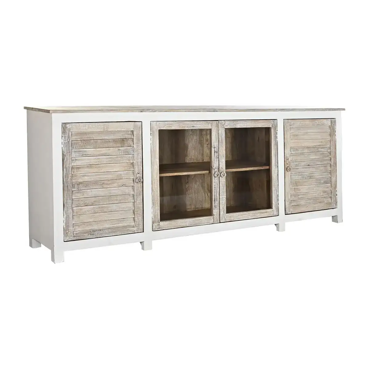 Buffet dkd home decor 210 x 40 x 82 cm naturel blanc marron clair bois de manguier_9800. DIAYTAR SENEGAL - Où l'Élégance Rencontré l'Accessibilité. Parcourez notre catalogue et trouvez des produits qui apportent une touche de sophistication à votre vie quotidienne sans compromettre votre budget.