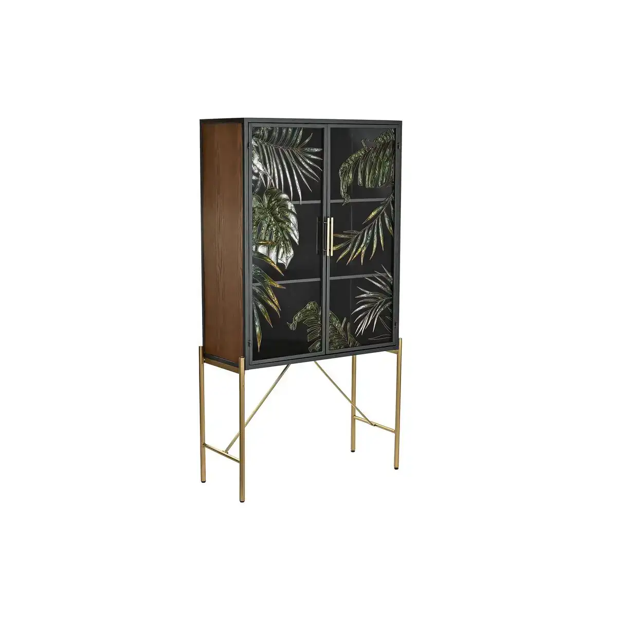 Buffet dkd home decor 85 x 35 x 155 cm verre noir dore metal marron transparent vert brun fonce_2250. DIAYTAR SENEGAL - L'Art du Shopping Éclairé. Naviguez à travers notre plateforme intuitive et découvrez une variété d'articles soigneusement sélectionnés pour répondre à vos besoins et à vos envies.