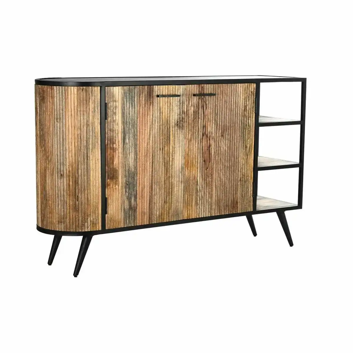 Buffet dkd home decor marron noir metal bois de manguier 145 x 40 x 90 cm _4563. DIAYTAR SENEGAL - Votre Marché Virtuel au Sénégal. Parcourez notre boutique en ligne pour trouver des trésors cachés, des articles indispensables du quotidien aux joyaux artistiques.