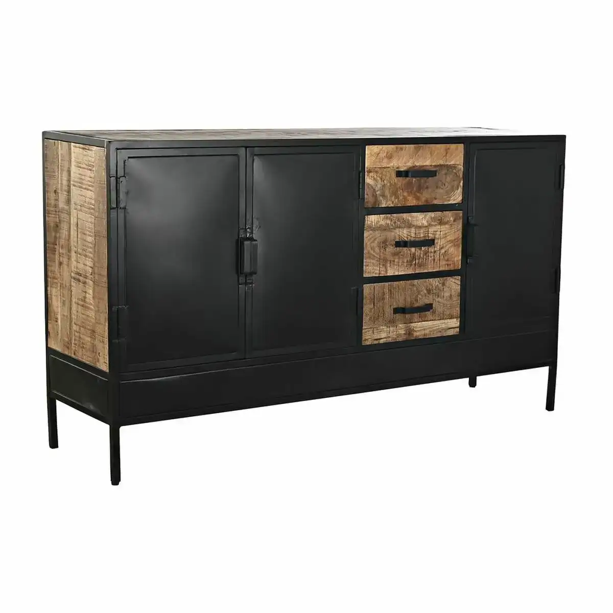 Buffet dkd home decor marron noir metal bois de manguier 160 x 40 x 90 cm _9692. DIAYTAR SENEGAL - Où Choisir est un Voyage Cultuel. Explorez notre boutique en ligne et découvrez des produits qui célèbrent la richesse et la diversité culturelle du Sénégal.