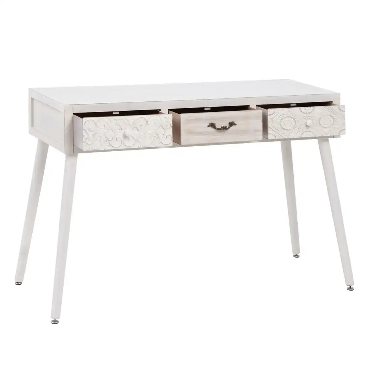 Bureau dune 110 x 40 x 78 cm naturel blanc bois d epicea_8332. DIAYTAR SENEGAL - Votre Escapade Shopping Virtuelle. Explorez notre boutique en ligne et dénichez des trésors qui évoquent la culture et le savoir-faire sénégalais, un clic à la fois.