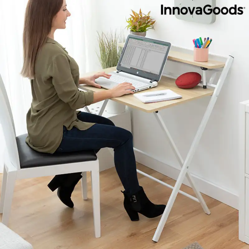 Bureau pliable avec etagere innovagoods tablezy bois reconditionne b _2415. DIAYTAR SENEGAL - Votre Boutique en Ligne, Votre Choix Illimité. Parcourez nos rayons et découvrez des produits qui vous inspirent, de la mode à la maison et bien plus.