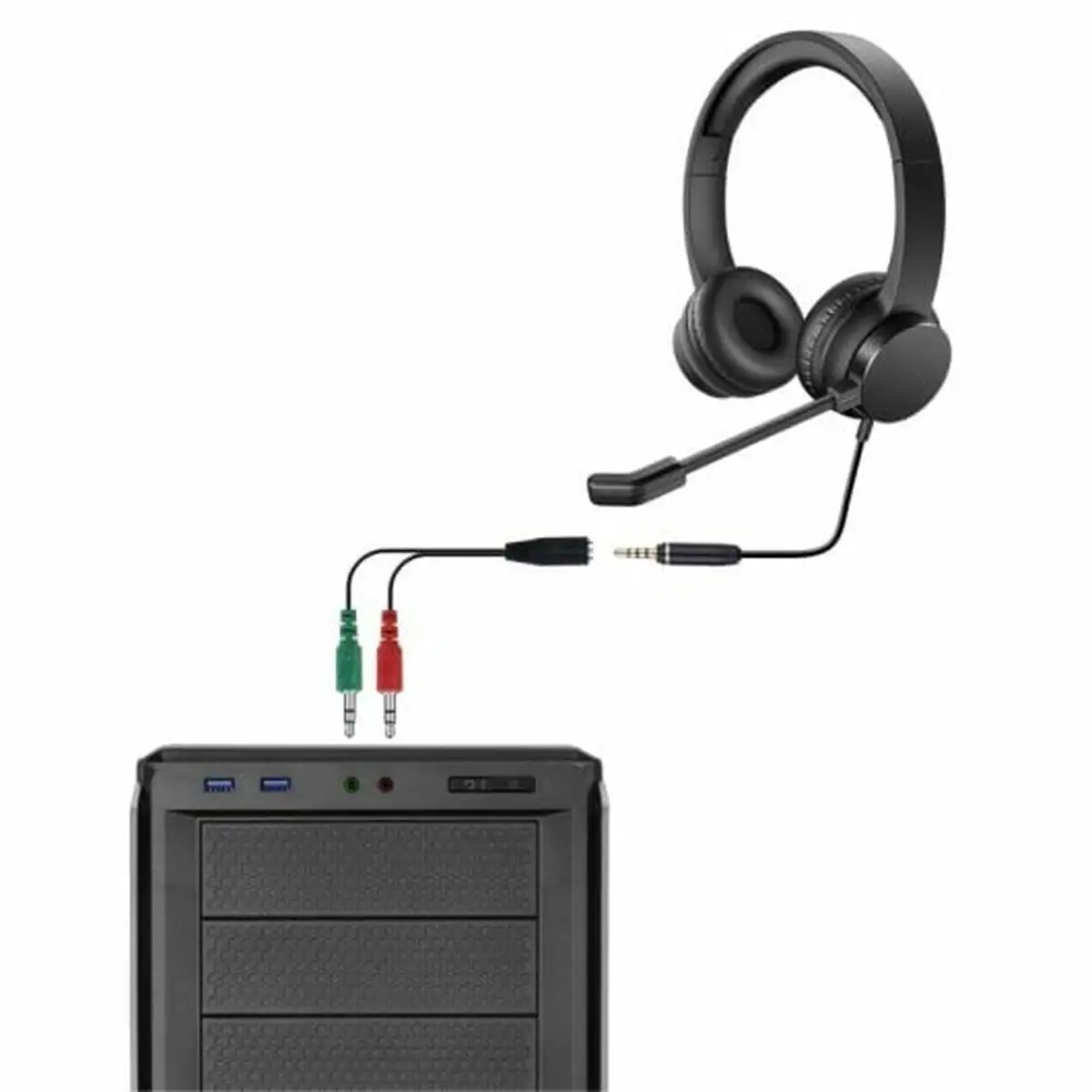 Câble Jack (3,5 mm) vers Audio + Micro PcCom Essential - DIAYTAR SÉNÉGAL