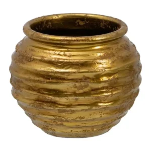 Cache pot 30 x 30 x 27 cm ceramique dore_6109. DIAYTAR SENEGAL - Là où Chaque Clic Compte. Parcourez notre boutique en ligne et laissez-vous guider vers des trouvailles uniques qui enrichiront votre quotidien.