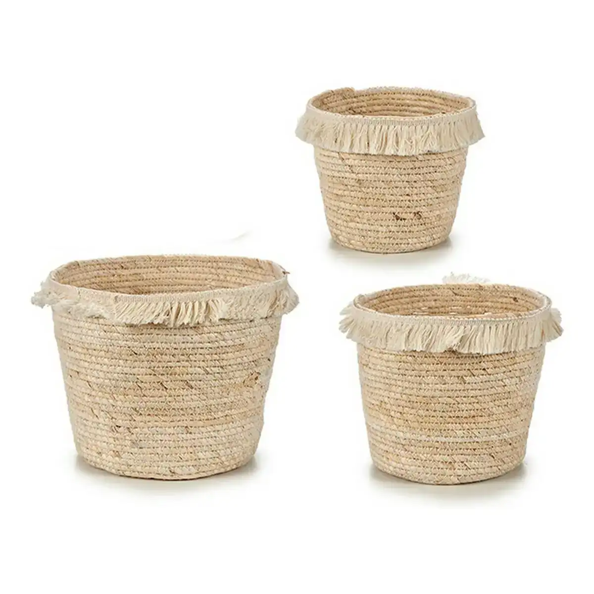 Cache pot beige tissu paille marron naturel 3 pcs _7008. DIAYTAR SENEGAL - Où Choisir Devient un Acte de Découverte. Découvrez notre gamme et choisissez des produits qui éveillent votre curiosité et élargissent vos horizons.