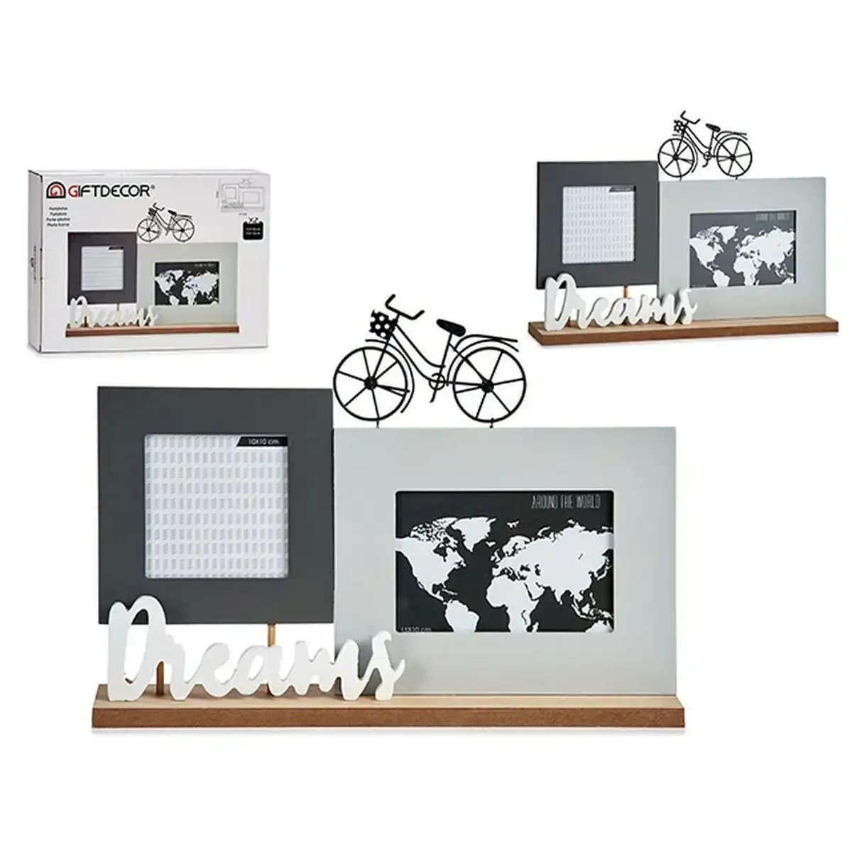 Cadre photo dreams noir gris blanc bois 37 5 x 6 x 26 5 cm _6738. DIAYTAR SENEGAL - Où Chaque Produit est une Histoire à Raconter. Découvrez notre sélection de produits qui vous permettent de créer votre propre récit à travers vos achats.