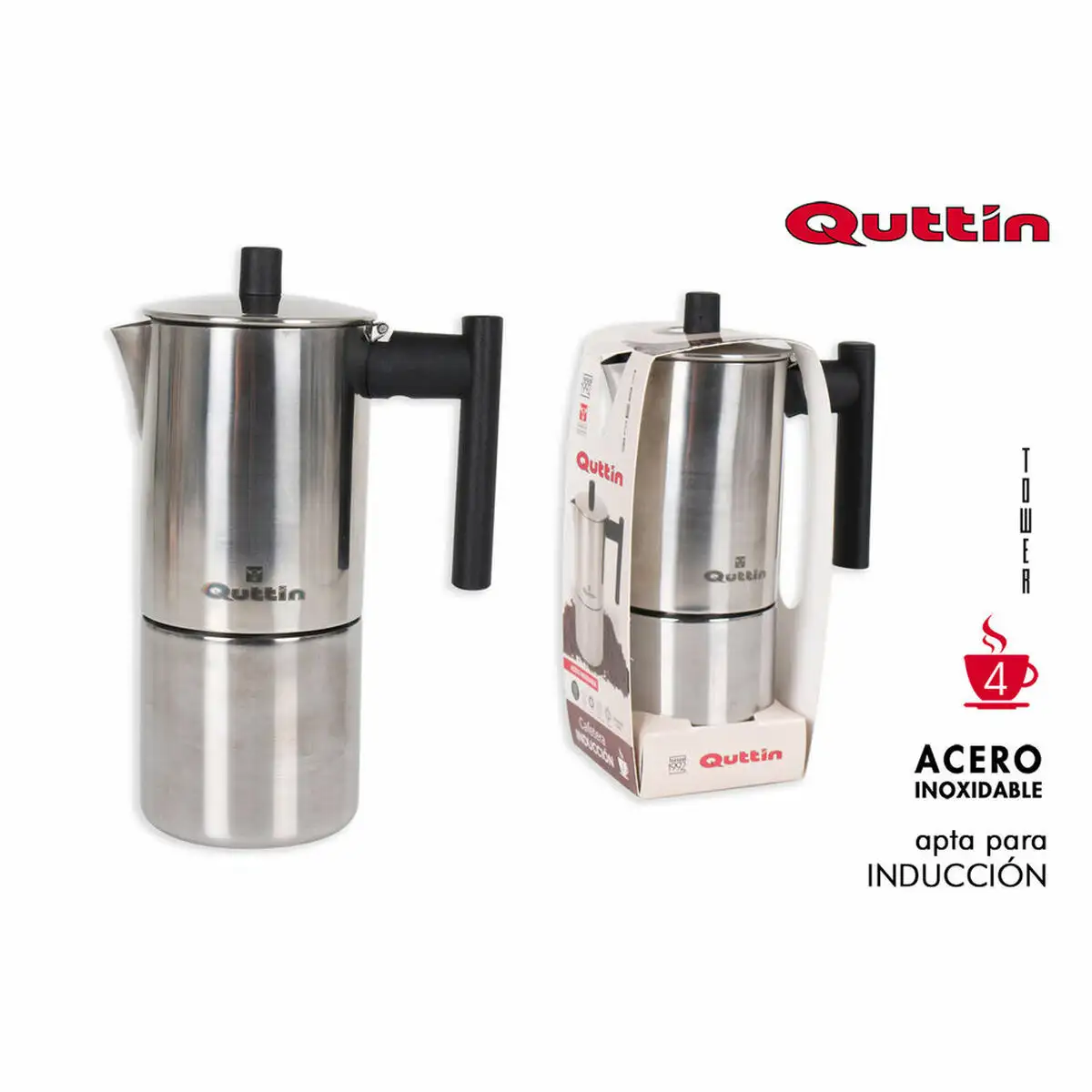 Cafetiere italienne quttin tower_1014. DIAYTAR SENEGAL - Où le Shopping Devient une Aventure Culturelle. Plongez dans notre univers de produits qui célèbrent l'héritage et l'artisanat du Sénégal.