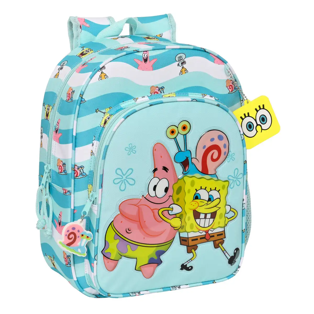 Cartable 3d spongebob stay positive bleu blanc 26 x 34 x 11 cm_7161. DIAYTAR SENEGAL - Votre Plateforme Shopping Engagée. Explorez notre catalogue et choisissez des produits qui reflètent notre dévouement envers la qualité et la satisfaction du client.