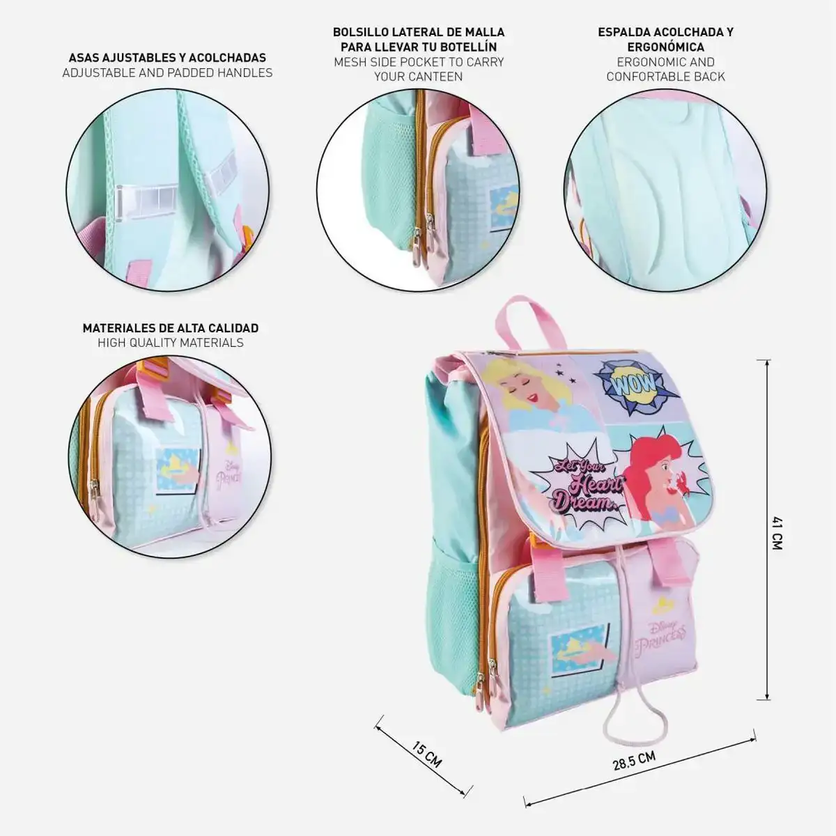 Cartable princesses disney rose 28 5 x 15 x 41 cm _3155. DIAYTAR SENEGAL - Là où Chaque Achat a du Sens. Explorez notre gamme et choisissez des produits qui racontent une histoire, du traditionnel au contemporain.