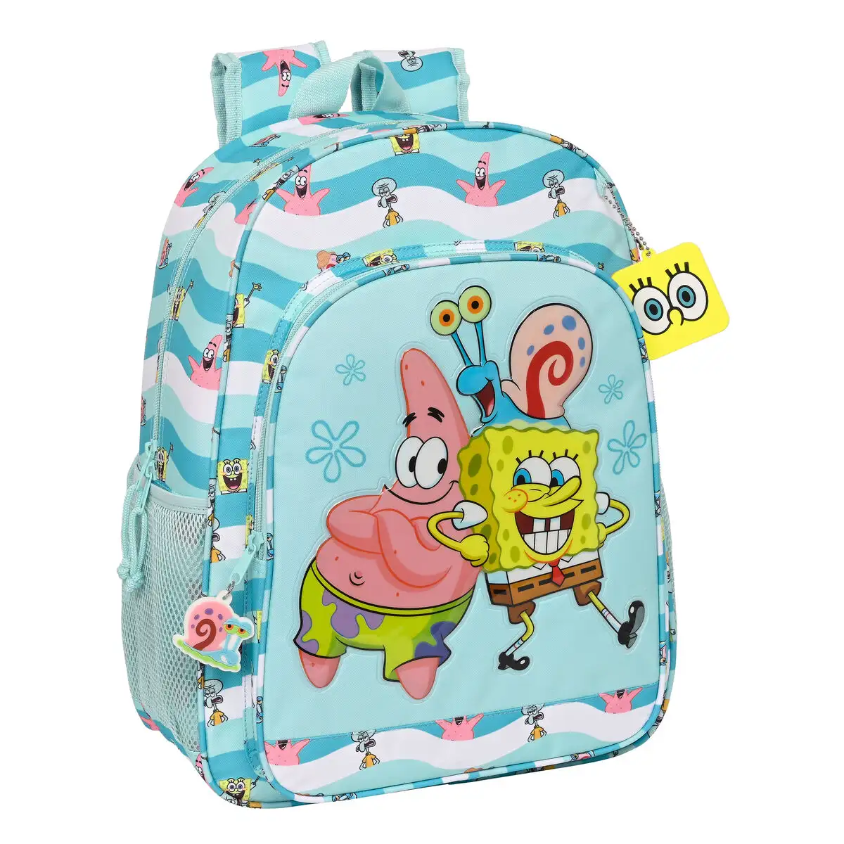 Cartable spongebob stay positive bleu blanc 33 x 42 x 14 cm _9614. DIAYTAR SENEGAL - Où Choisir Devient une Découverte. Explorez notre boutique en ligne et trouvez des articles qui vous surprennent et vous ravissent à chaque clic.