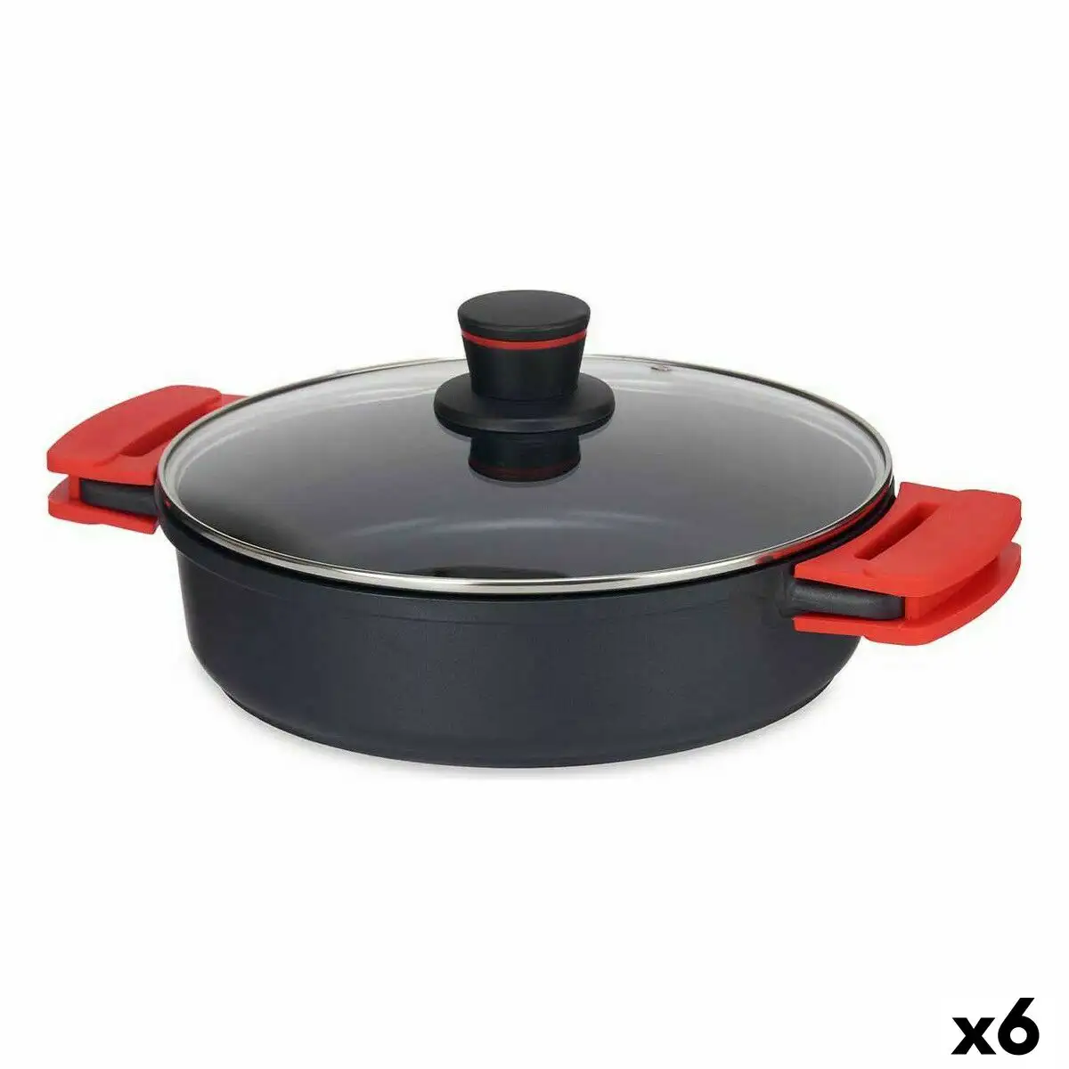 Casserole avec couvercle 28 x 7 5 cm noir aluminium 6 unites _9016. DIAYTAR SENEGAL - L'Art de Magasiner sans Limites. Naviguez à travers notre collection diversifiée pour trouver des produits qui élargiront vos horizons shopping.