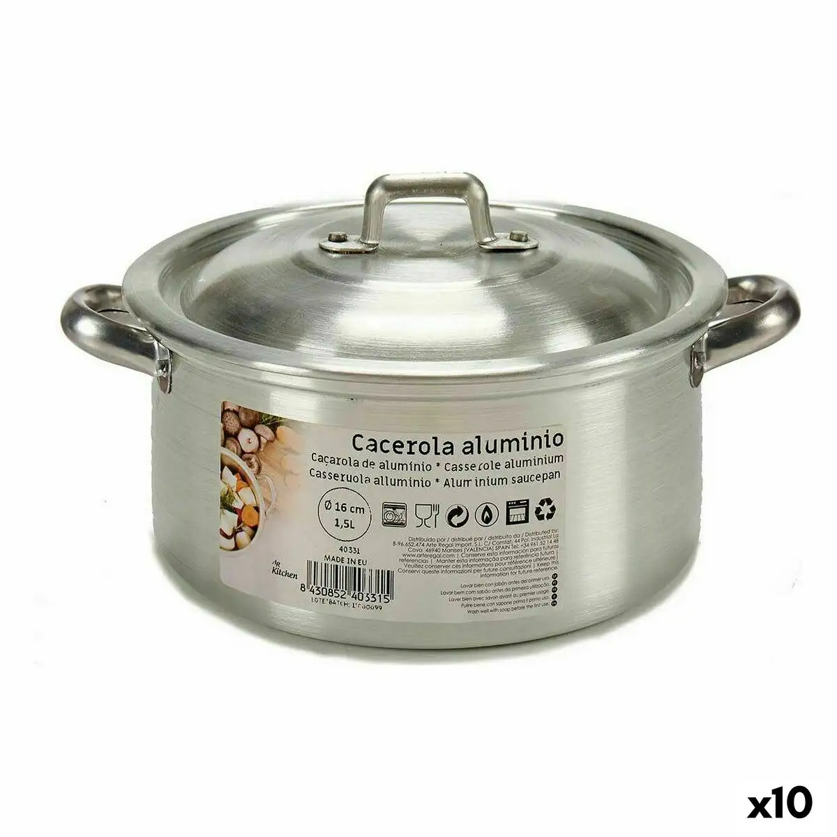 Casserole avec couvercle argente aluminium 1 5 l 18 x 10 x 23 5 cm 10 unites _7039. DIAYTAR SENEGAL - Votre Destination pour un Shopping Unique. Parcourez notre catalogue et trouvez des articles qui expriment votre singularité et votre style.