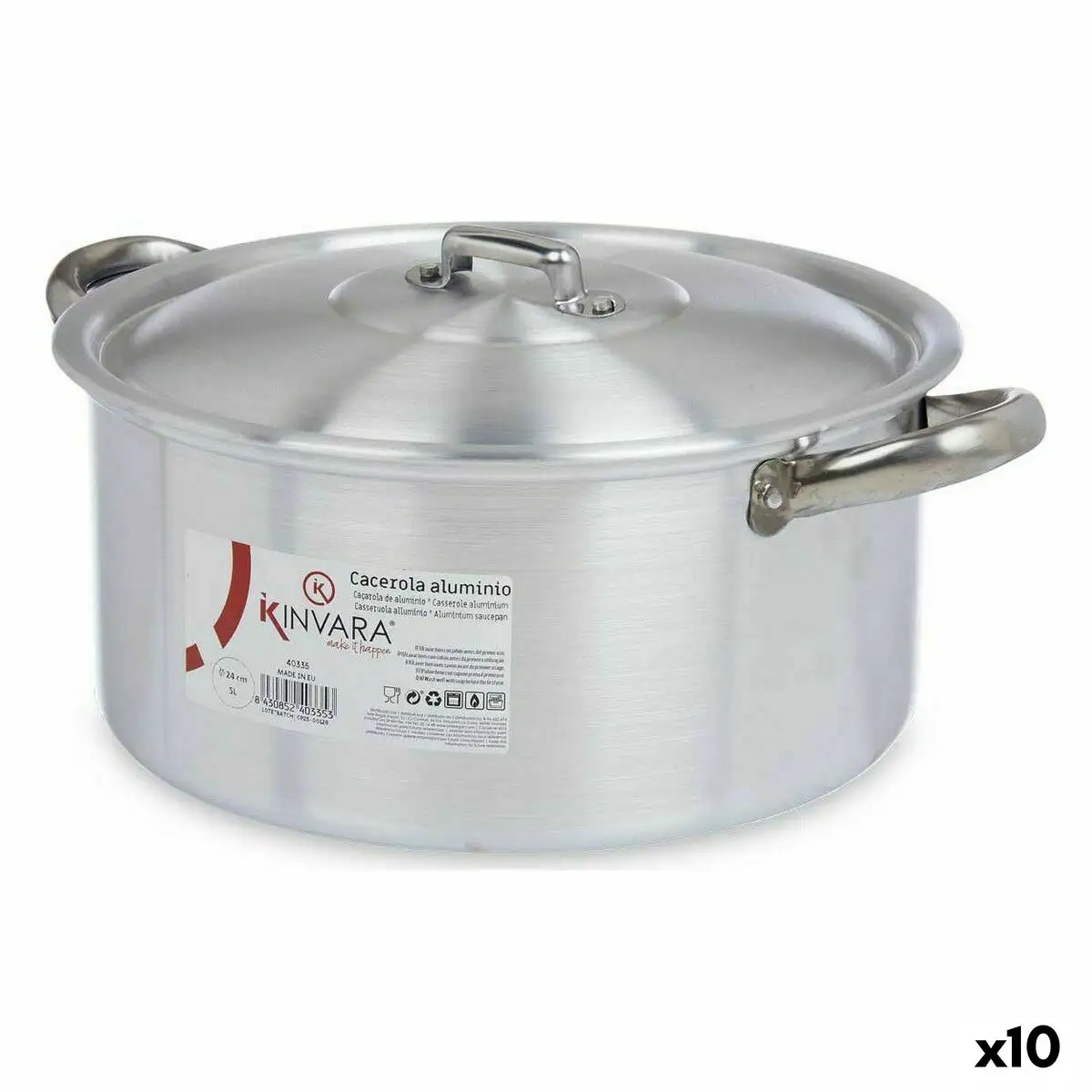 Casserole avec couvercle argente aluminium 5 l 10 unites _6850. DIAYTAR SENEGAL - Où Chaque Produit a son Histoire. Découvrez notre gamme de produits, chacun portant en lui le récit de l'artisanat et de la passion, pour vous offrir une expérience de shopping authentique.