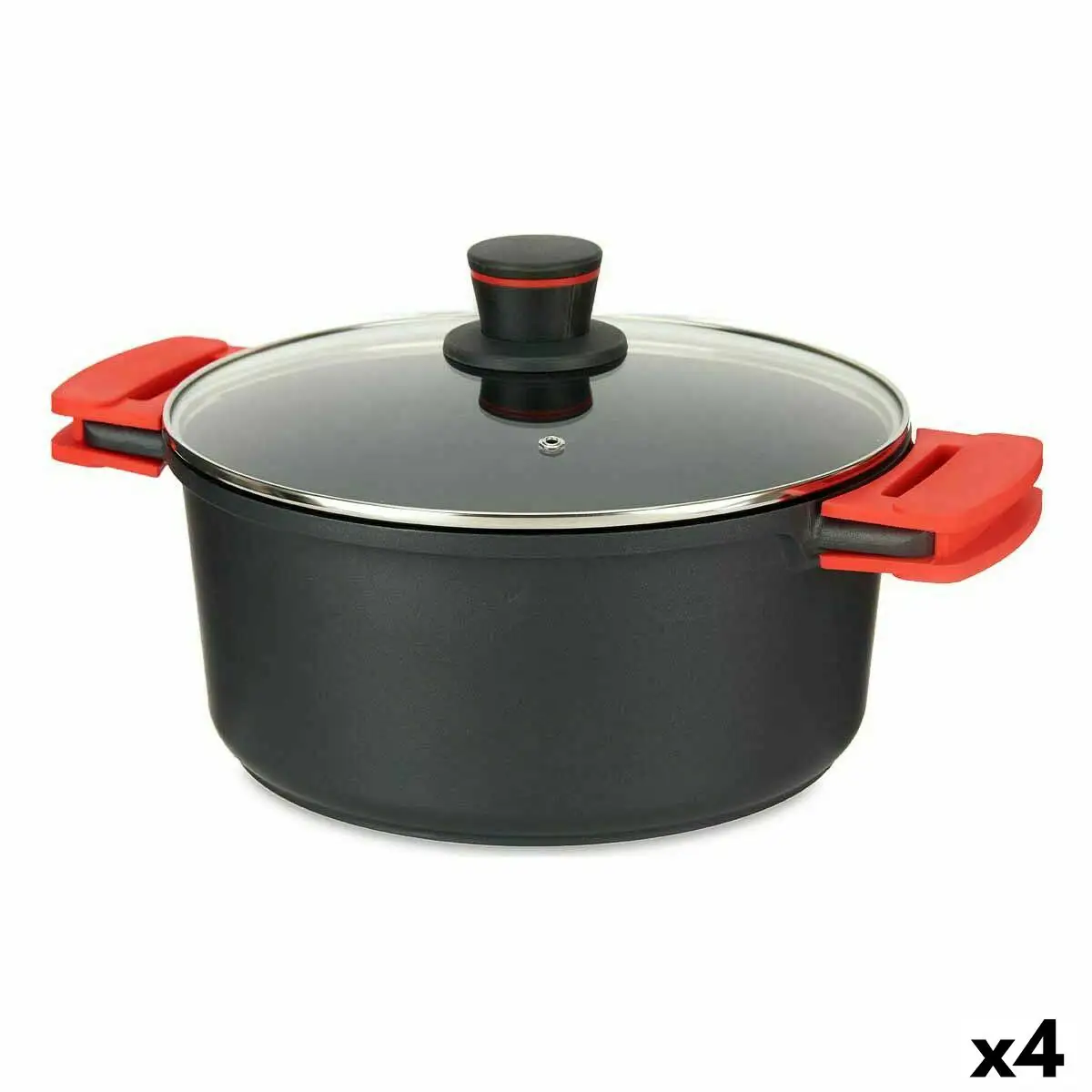 Casserole avec couvercle en verre o 28 cm noir aluminium 4 unites _7211. DIAYTAR SENEGAL - Votre Plateforme Shopping Engagée. Explorez notre catalogue et choisissez des produits qui reflètent notre dévouement envers la qualité et la satisfaction du client.