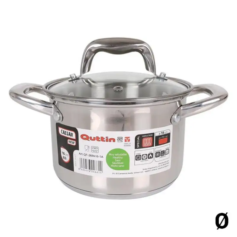 Casserole avec couvercle en verre quttin acier_2052. DIAYTAR SENEGAL - Où Chaque Produit est une Histoire à Raconter. Découvrez notre sélection de produits qui vous permettent de créer votre propre récit à travers vos achats.