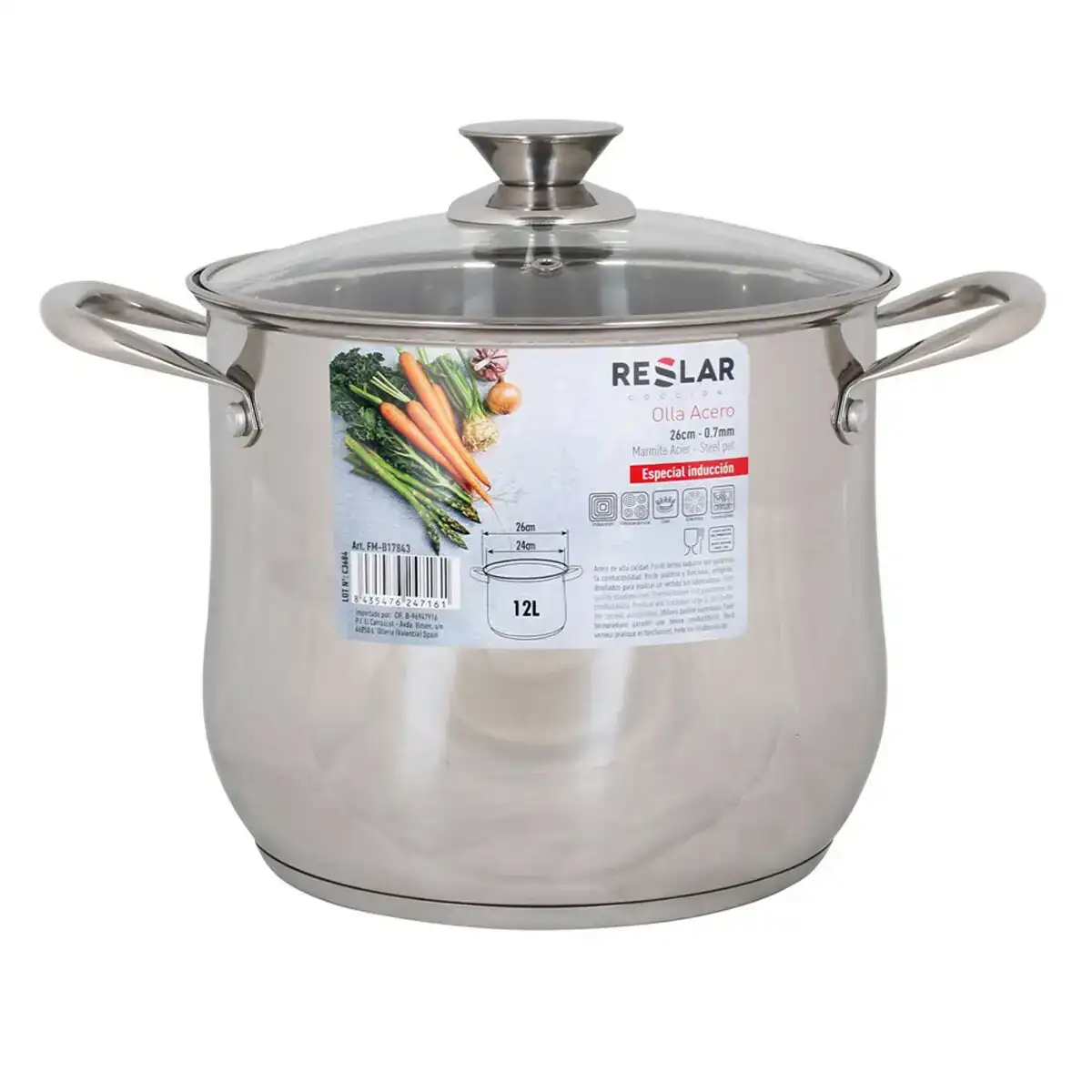Casserole avec couvercle en verre reslar 12 l acier 25 7 x 21 5 cm_3183. DIAYTAR SENEGAL - Votre Passage vers l'Exceptionnel. Explorez notre boutique en ligne, où chaque produit est choisi avec soin pour offrir une expérience de shopping inoubliable.