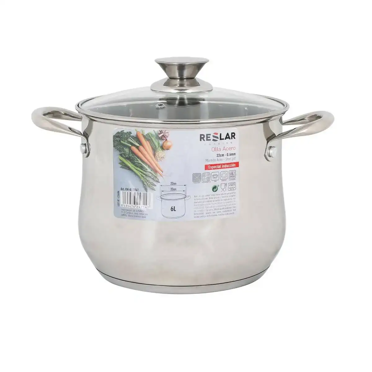 Casserole avec couvercle en verre reslar 6 l acier 21 5 x 16 9 cm_6330. DIAYTAR SENEGAL - Où l'Élégance se Mêle à l'Authenticité. Naviguez à travers notre boutique en ligne et choisissez des produits qui incarnent le style et la tradition du Sénégal.