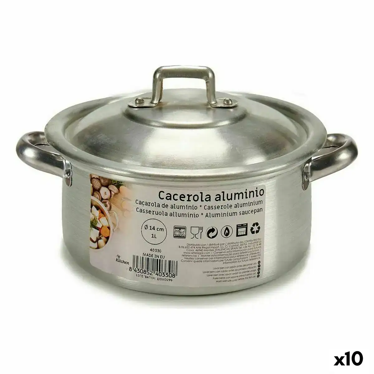 Casserole avec couvercle o 14 cm argente aluminium 1 l 10 unites _6220. DIAYTAR SENEGAL - Votre Passage vers le Raffinement. Plongez dans notre univers de produits exquis et choisissez des articles qui ajoutent une touche de sophistication à votre vie.