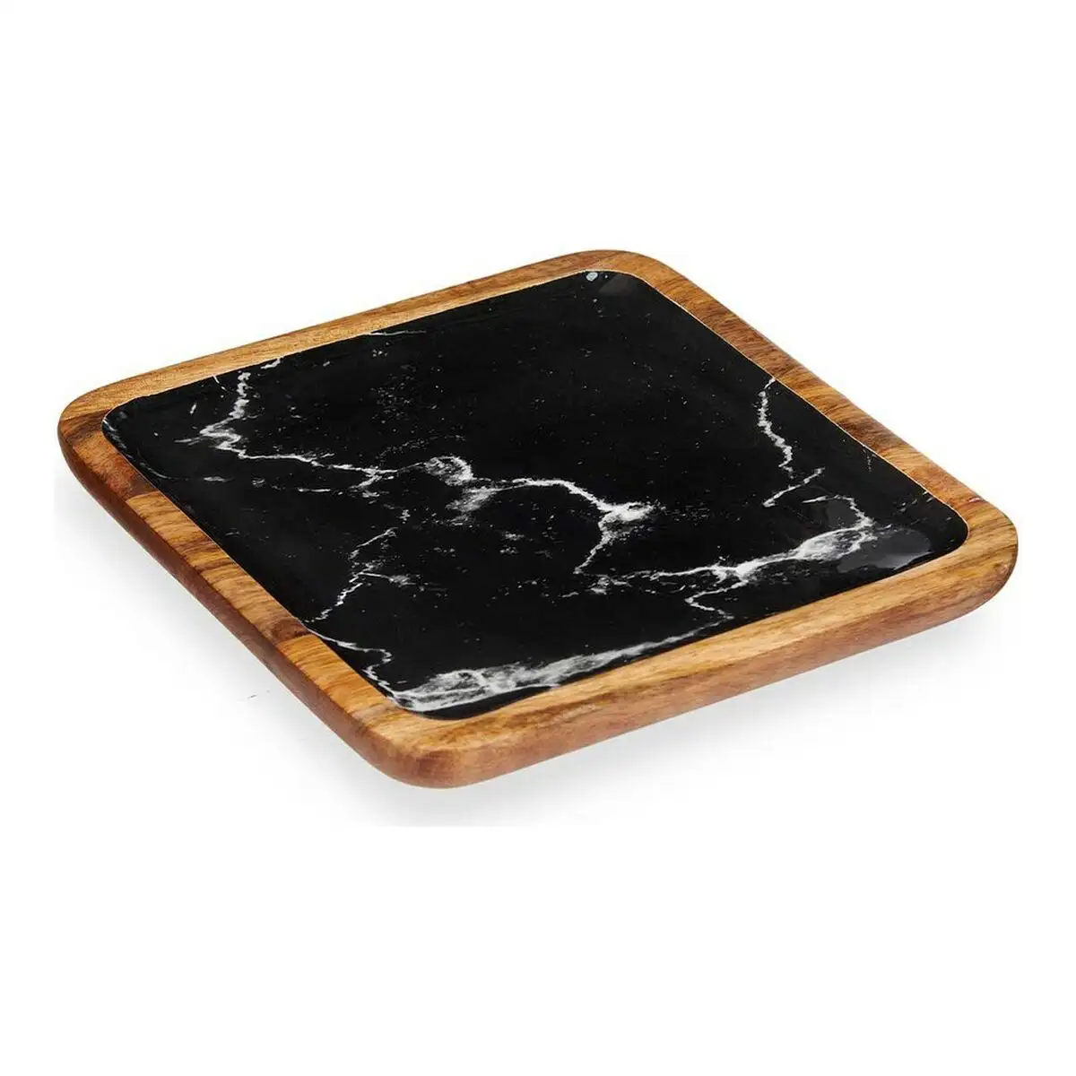 Centre de table marbre noir 25 x 25 cm marron resine bois de manguier_7872. Entrez dans l'Univers de DIAYTAR SENEGAL - Où l'Innovation Rencontre la Tradition. Explorez notre sélection de produits modernes et traditionnels qui incarnent l'esprit dynamique du Sénégal.