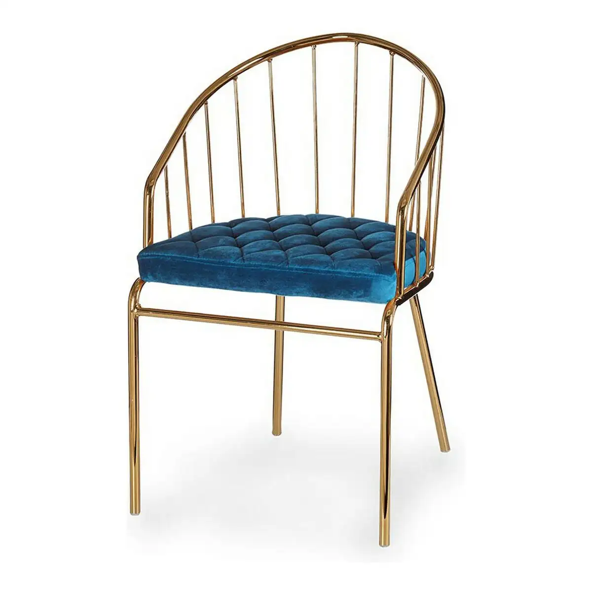 Chaise bleu dore barres polyester fer 51 x 81 x 52 cm _6451. Bienvenue chez DIAYTAR SENEGAL - Là où les Désirs Prendent Vie. Explorez notre boutique en ligne et laissez-vous séduire par des articles qui font écho à vos aspirations et à votre style unique.