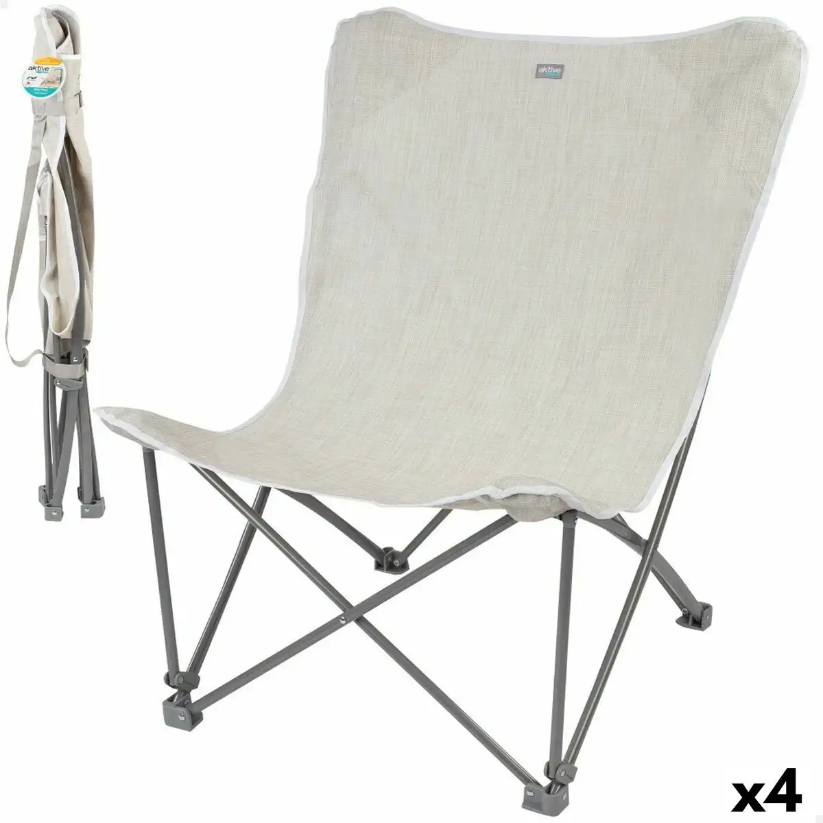 Chaise de camping pliante aktive beige 78 x 90 x 76 cm 4 unites _6691. DIAYTAR SENEGAL - L'Art de Vivre l'Élégance Accessible. Parcourez notre gamme variée et choisissez des produits qui ajoutent une touche de sophistication à votre style.