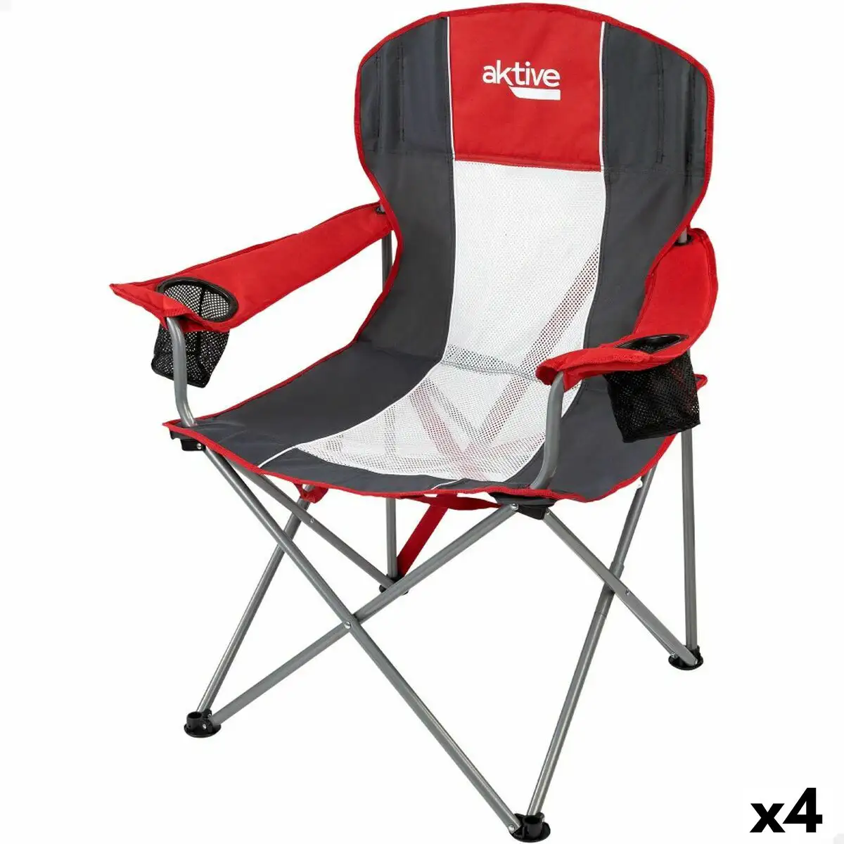 Chaise de camping pliante aktive rouge gris fonce 56 x 98 x 59 cm 4 unites _9035. DIAYTAR SENEGAL - Votre Portail Vers l'Exclusivité. Explorez notre boutique en ligne pour découvrir des produits uniques et raffinés, conçus pour ceux qui recherchent l'excellence.