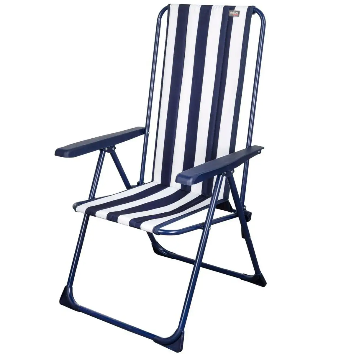 Chaise pliante aktive blanc blue marine a rayures 46 x 101 x 59 cm 4 unites _1630. DIAYTAR SENEGAL - Où Chaque Produit est une Histoire à Raconter. Découvrez notre sélection de produits qui vous permettent de créer votre propre récit à travers vos achats.