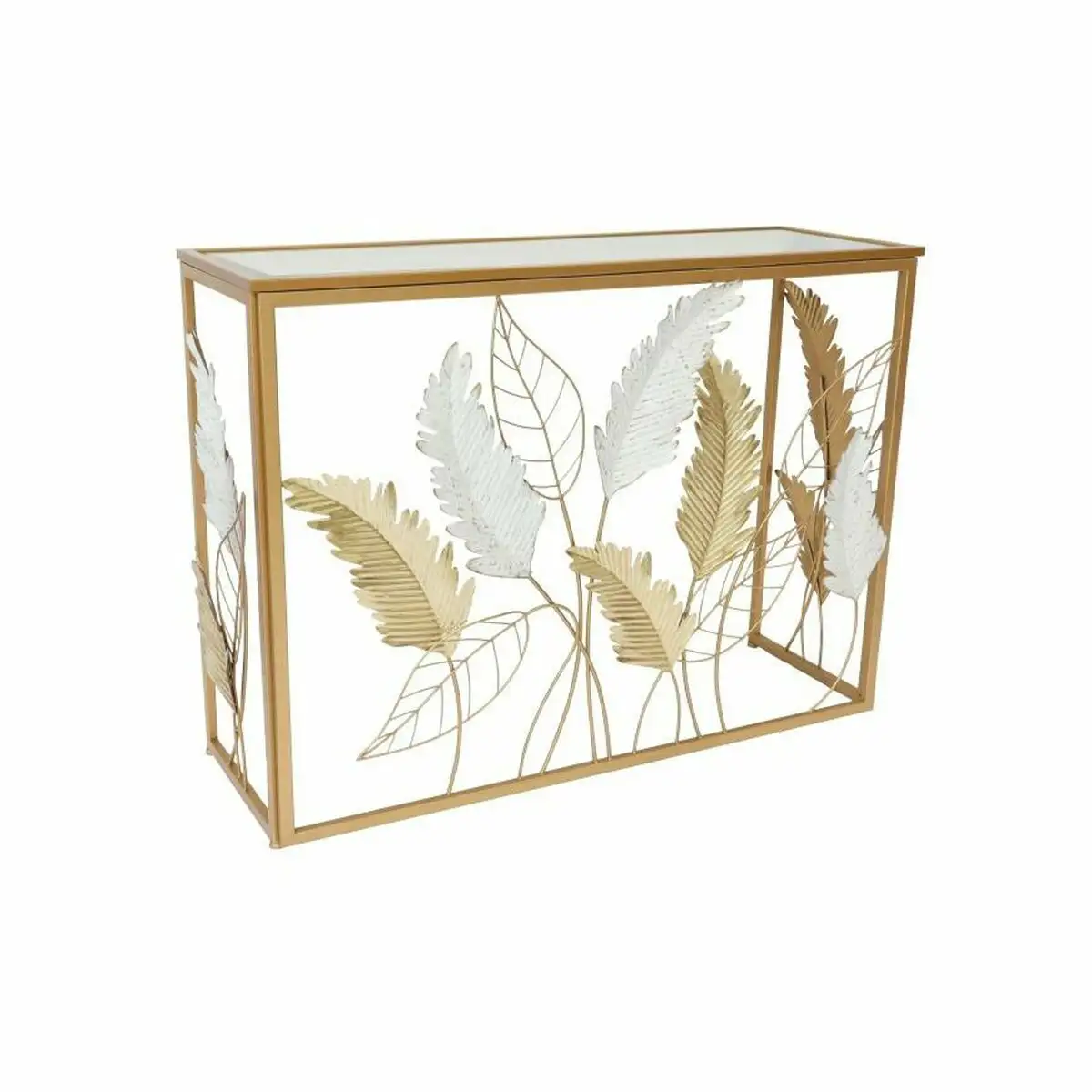 Console dkd home decor miroir dore metal blanc 108 x 37 x 80 cm _5834. DIAYTAR SENEGAL - Où Choisir est un Acte de Création. Naviguez à travers notre plateforme et choisissez des produits qui complètent votre histoire personnelle.