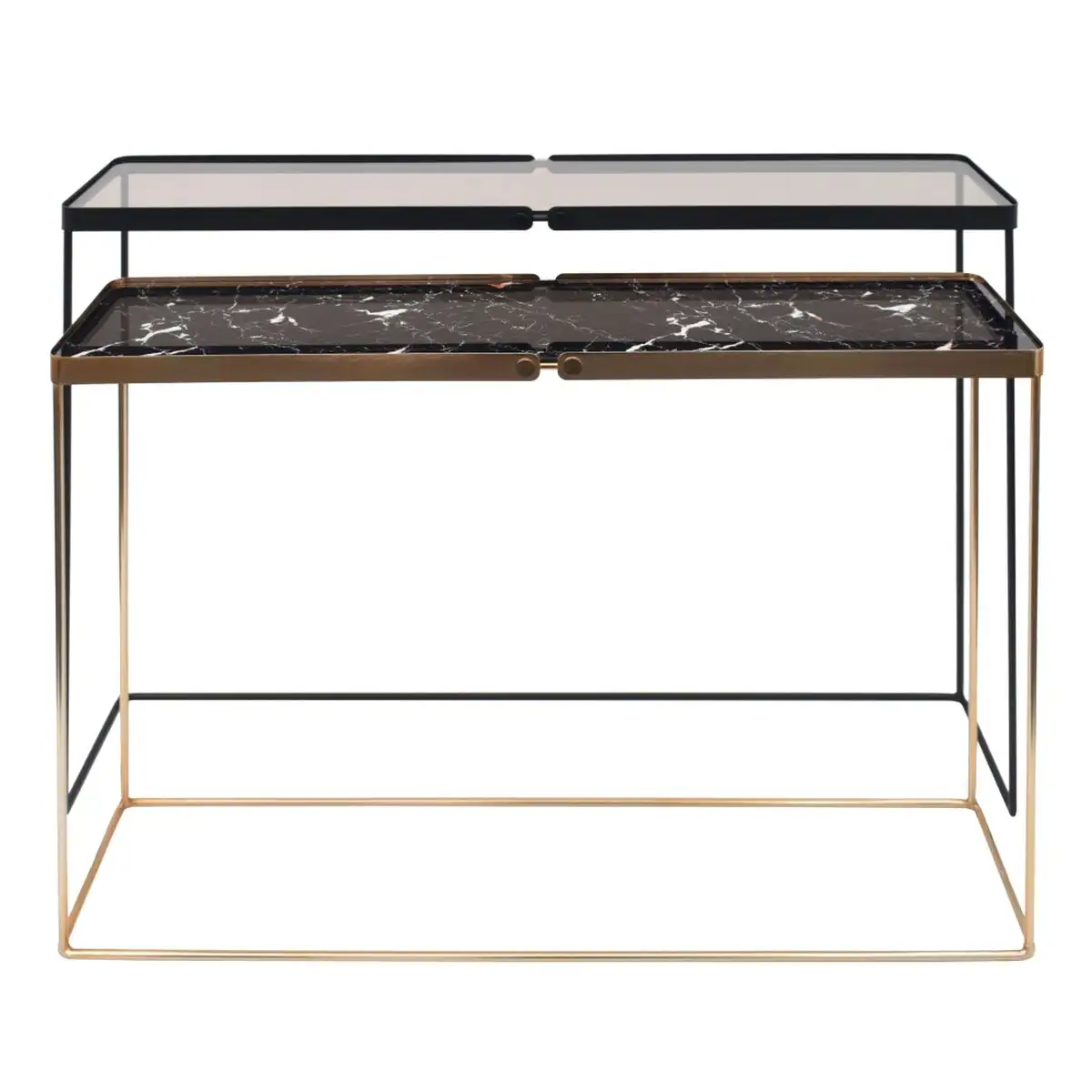 Console noir dore verre fer 111 x 25 5 x 81 cm 2 unites _5115. DIAYTAR SENEGAL - Votre Passage vers l'Élégance Accessible. Parcourez notre boutique en ligne pour trouver des produits qui vous permettent d'allier style et économies.