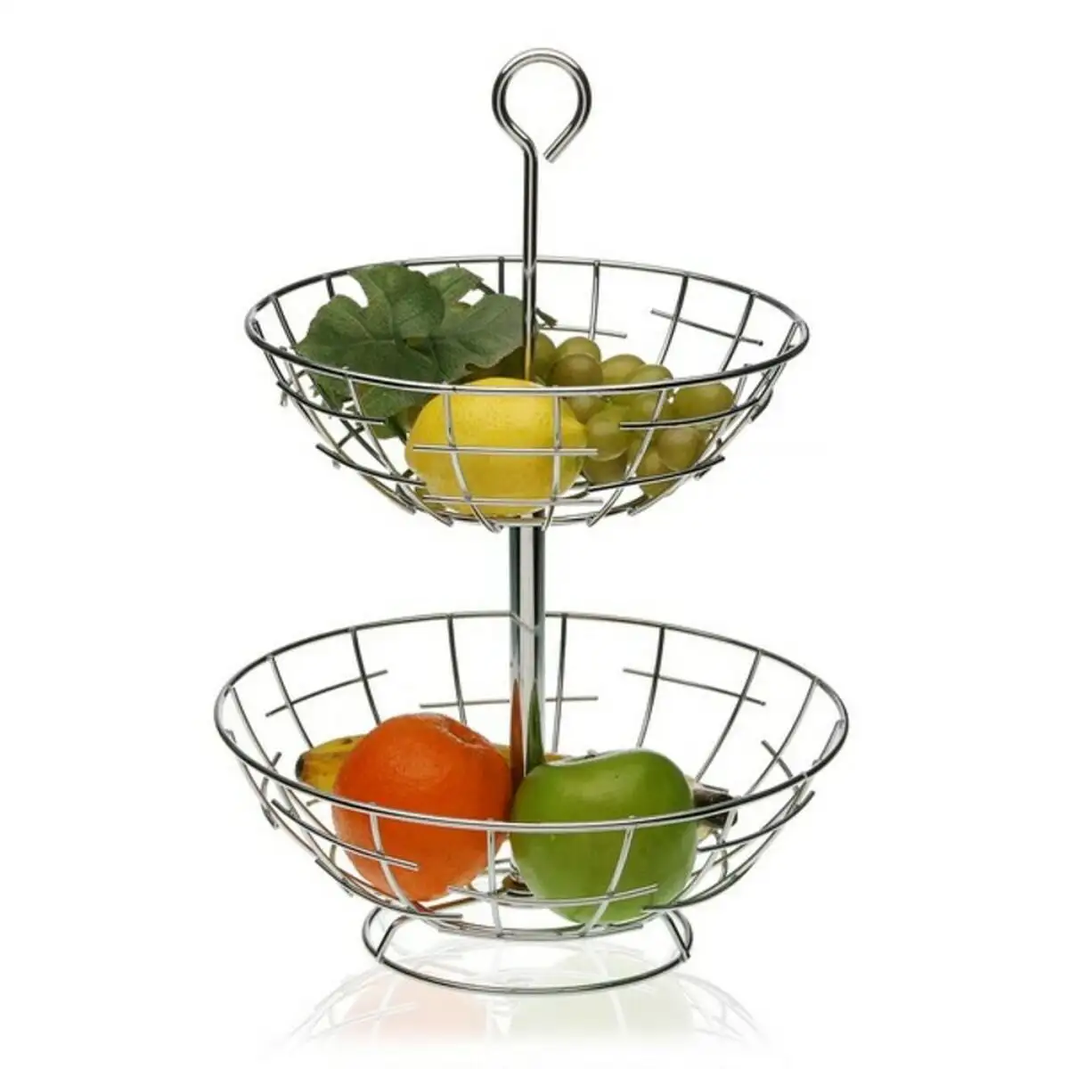 Coupe a fruits versa 2 etageres metal argente acier 28 x 41 x 28 cm_6636. DIAYTAR SENEGAL - L'Artisanat à Portée de Clic. Découvrez notre boutique en ligne pour trouver des produits uniques qui célèbrent la créativité et l'artisanat sénégalais.