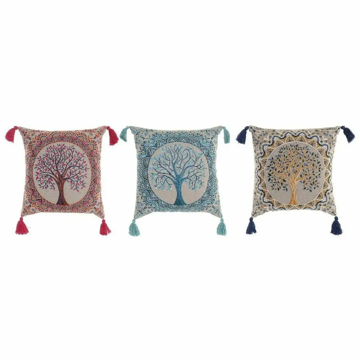 Coussin dkd home decor rouge arbre bleu jaune 40 x 10 x 40 cm 3 pieces _4563. DIAYTAR SENEGAL - L'Art de Vivre le Shopping en Ligne. Découvrez notre plateforme intuitive et trouvez des produits qui vous inspirent et vous enchantent, à chaque clic.