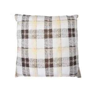 Coussin marron 60 x 60 cm carreaux_7042. DIAYTAR SENEGAL - Votre Passage vers le Raffinement. Plongez dans notre univers de produits exquis et choisissez des articles qui ajoutent une touche de sophistication à votre vie.