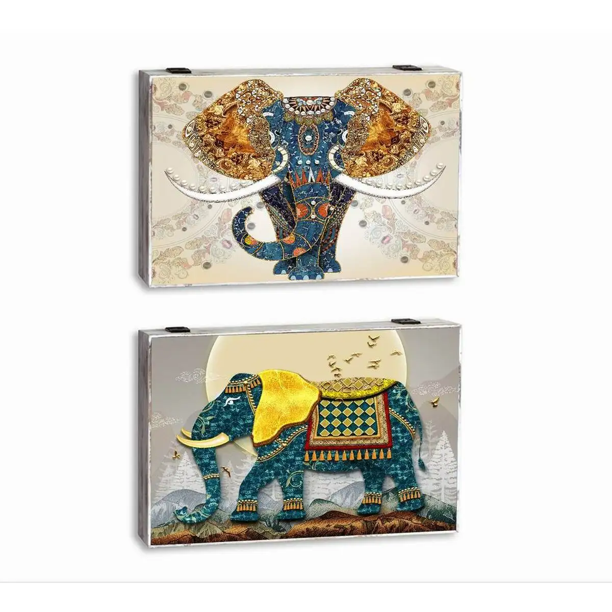 Couvercle dkd home decor compteur elephant turquoise bois mdf 2 unites 46 5 x 6 x 31 5 cm_1516. DIAYTAR SENEGAL - Où Choisir Devient une Expression de Soi. Découvrez notre boutique en ligne et trouvez des articles qui révèlent votre personnalité et votre style.