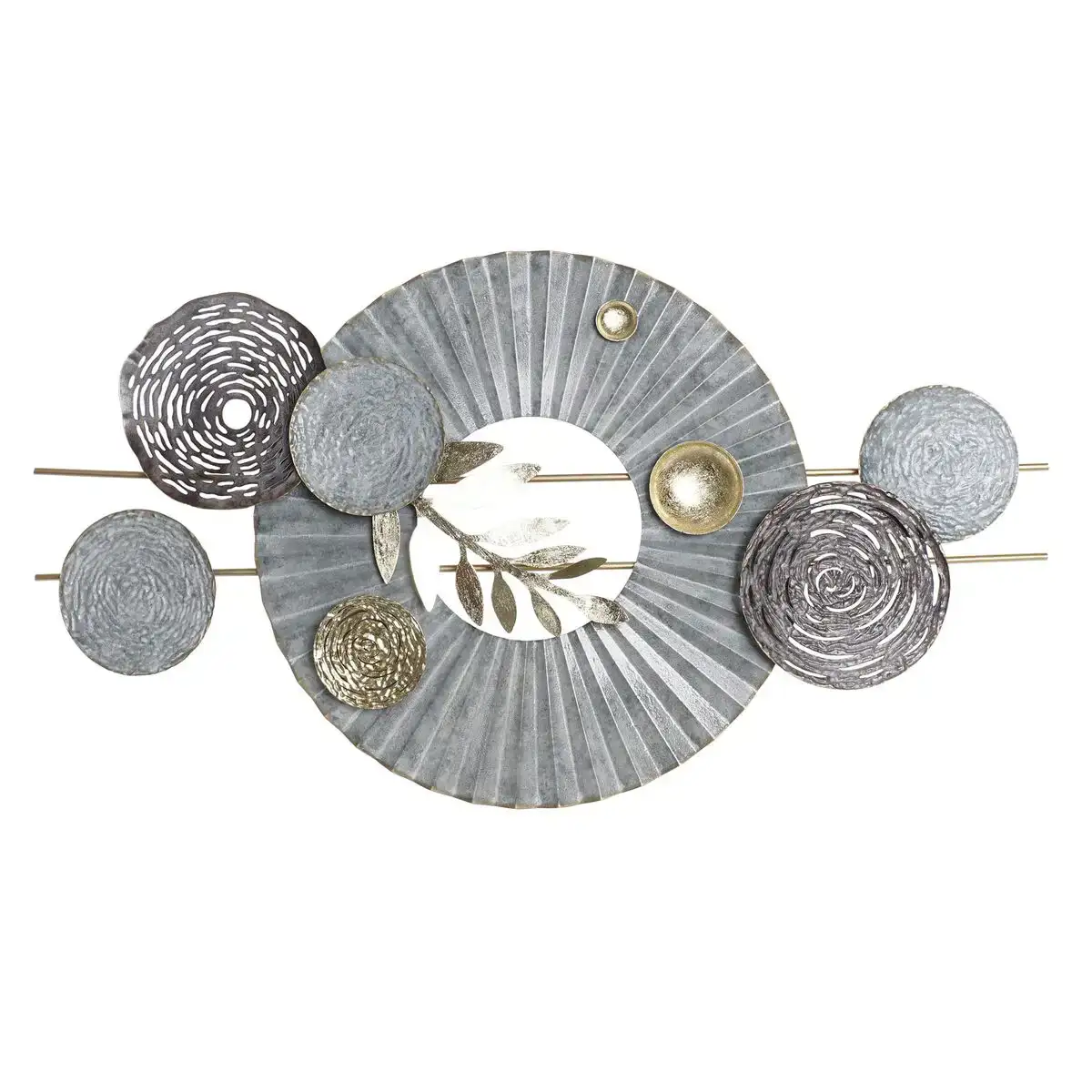 Decoration murale dkd home decor bleu 91 x 5 7 x 49 cm gris dore cercles_6464. DIAYTAR SENEGAL - L'Art de Choisir, l'Art de S'émerveiller. Explorez notre gamme de produits et laissez-vous émerveiller par des créations authentiques et des designs modernes.