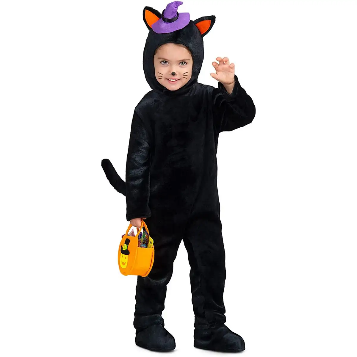 Costume de chat noir pour adulte, une pièce pour déguisement ou