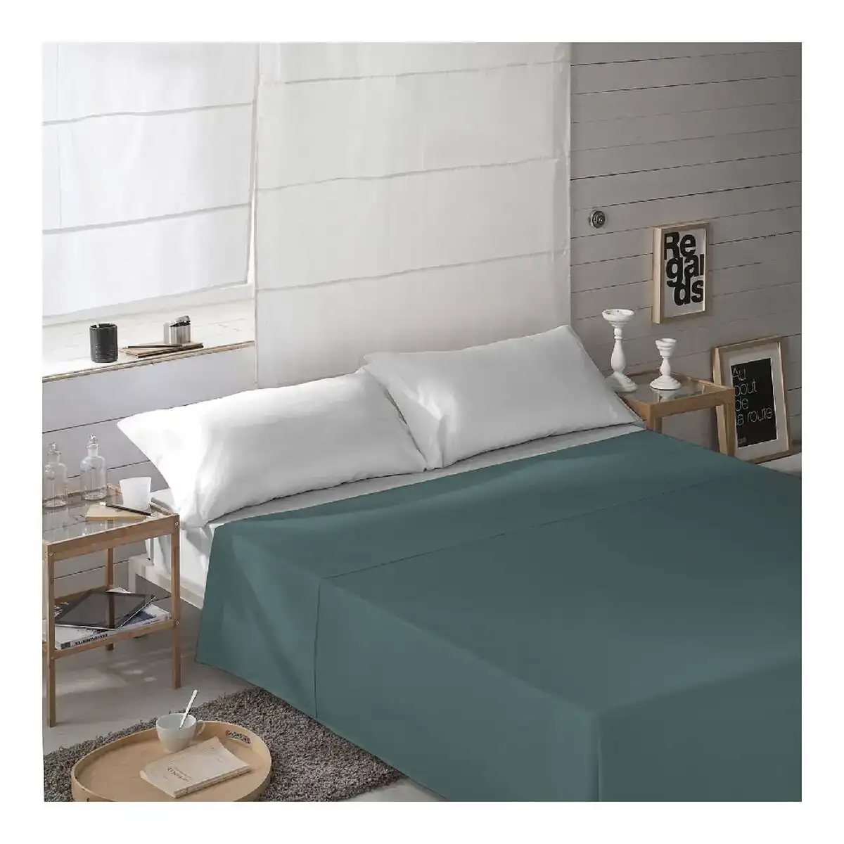 Drap naturals vert 260 x 270 cm_2422. DIAYTAR SENEGAL - Votre Destination Shopping Authentique. Explorez notre boutique en ligne et découvrez des trésors qui reflètent l'âme du Sénégal, pour une expérience shopping unique.